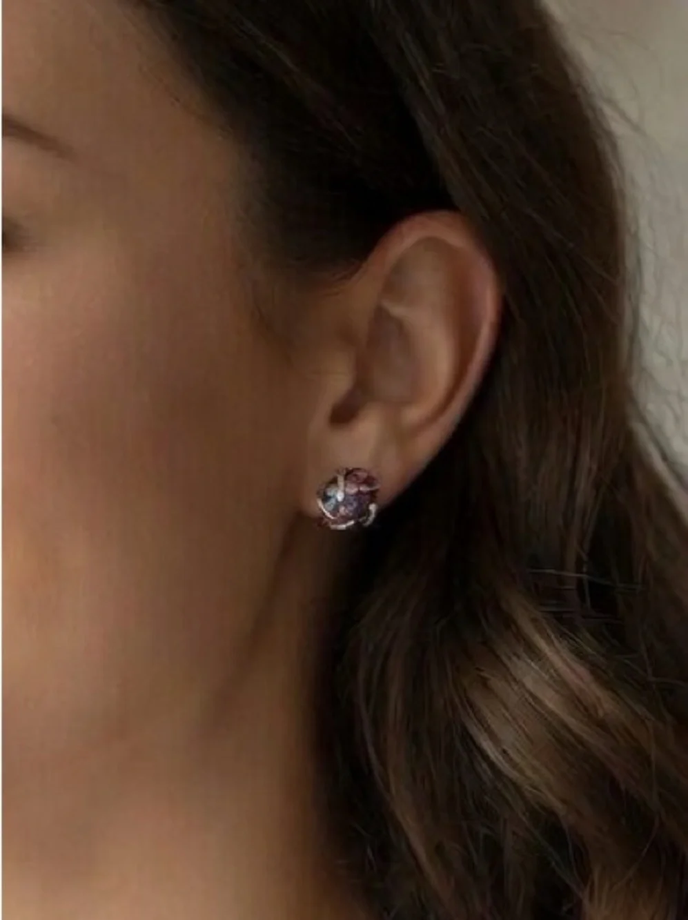 Handmade Multicolor Confetti Glitter Ball Stud 925 Sterling Silver Earrings